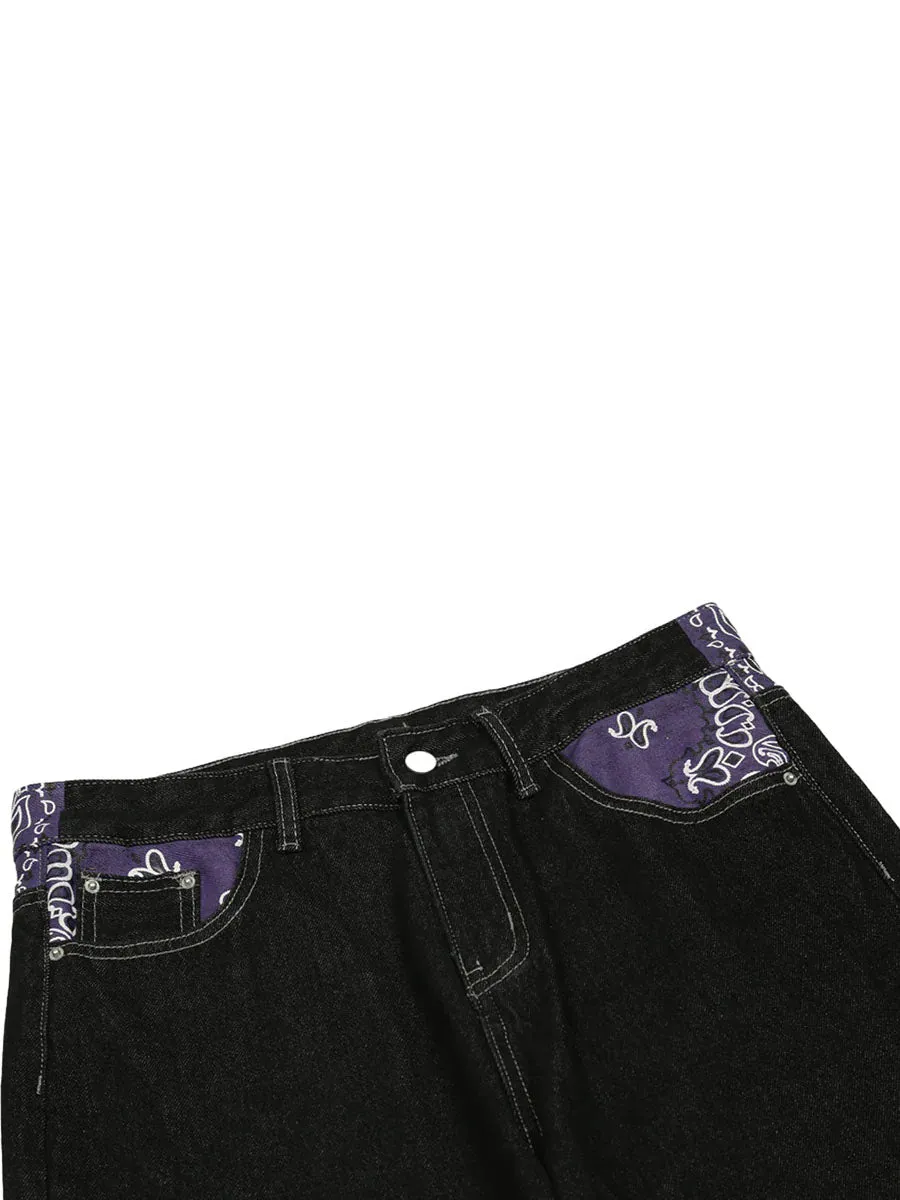 Sneakerhill Petal Letter Baggy Jeans