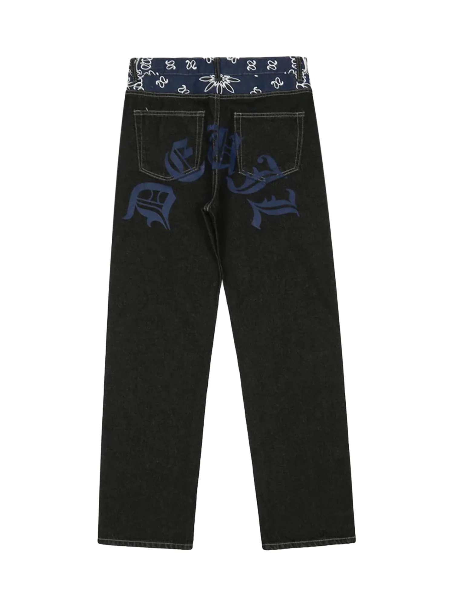 Sneakerhill Petal Letter Baggy Jeans