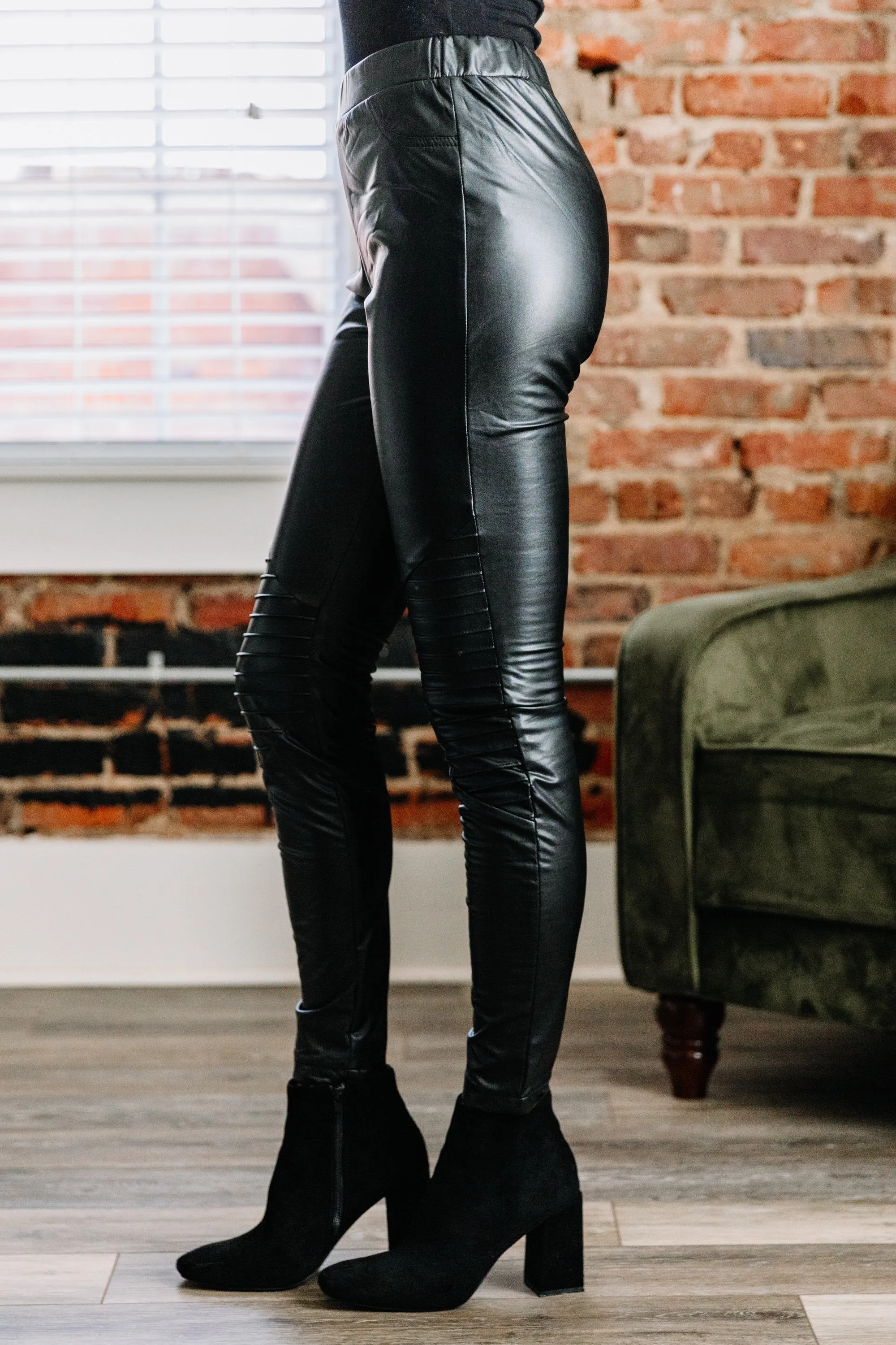 Take Action Black Faux Leather Leggings
