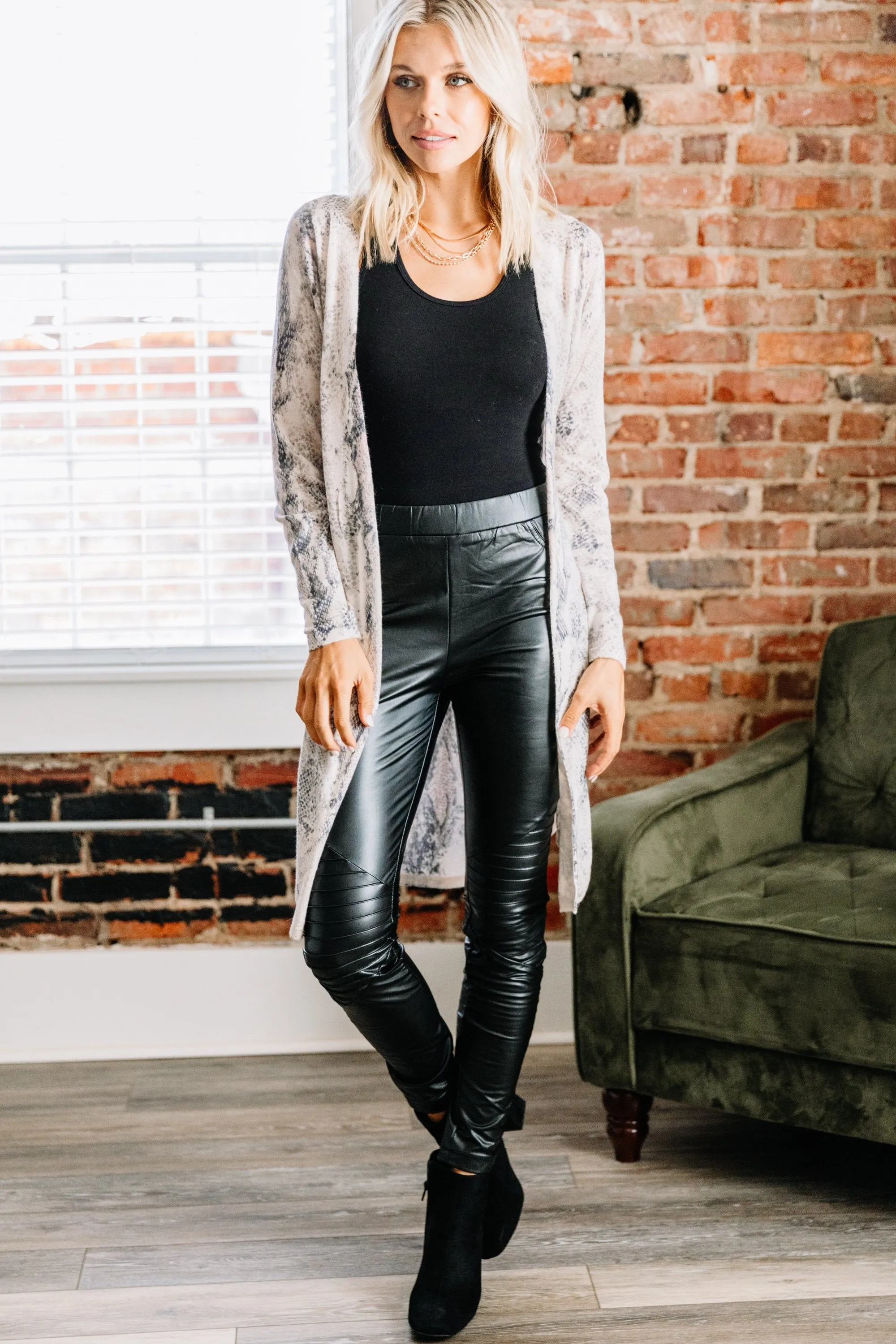 Take Action Black Faux Leather Leggings