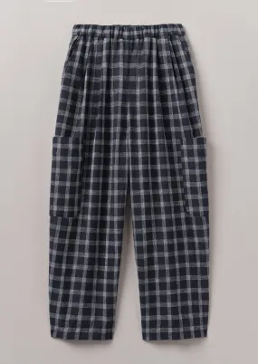 Toast | Check cotton linen patch trousers | Slate