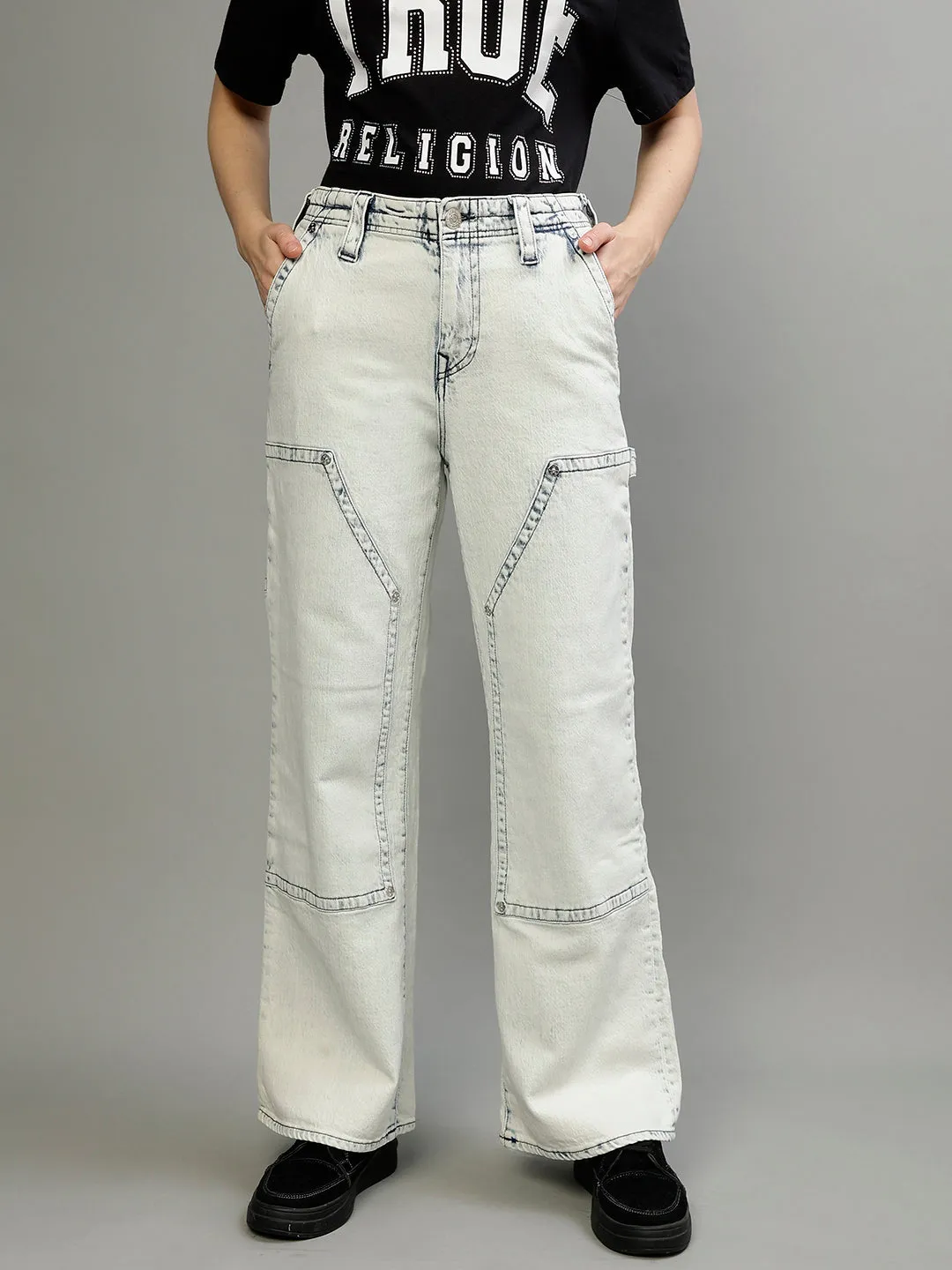 True Religion Womens SN Bobbi Oversize Fit Blue Low Rise Jeans