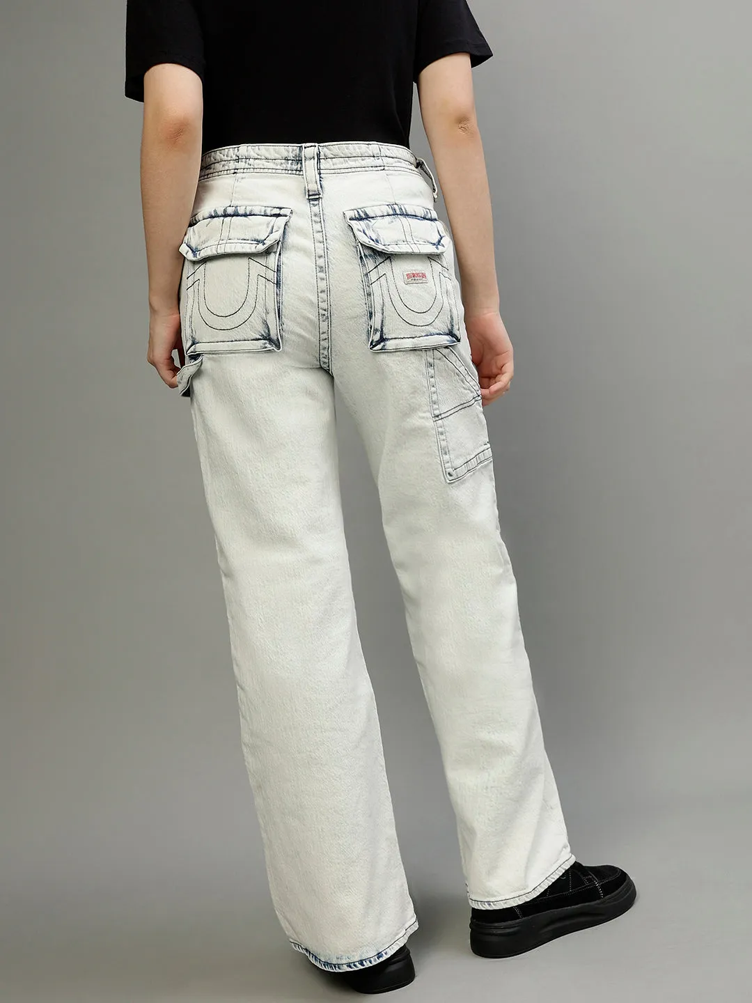 True Religion Womens SN Bobbi Oversize Fit Blue Low Rise Jeans