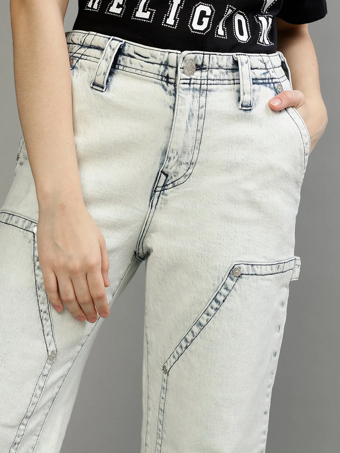 True Religion Womens SN Bobbi Oversize Fit Blue Low Rise Jeans
