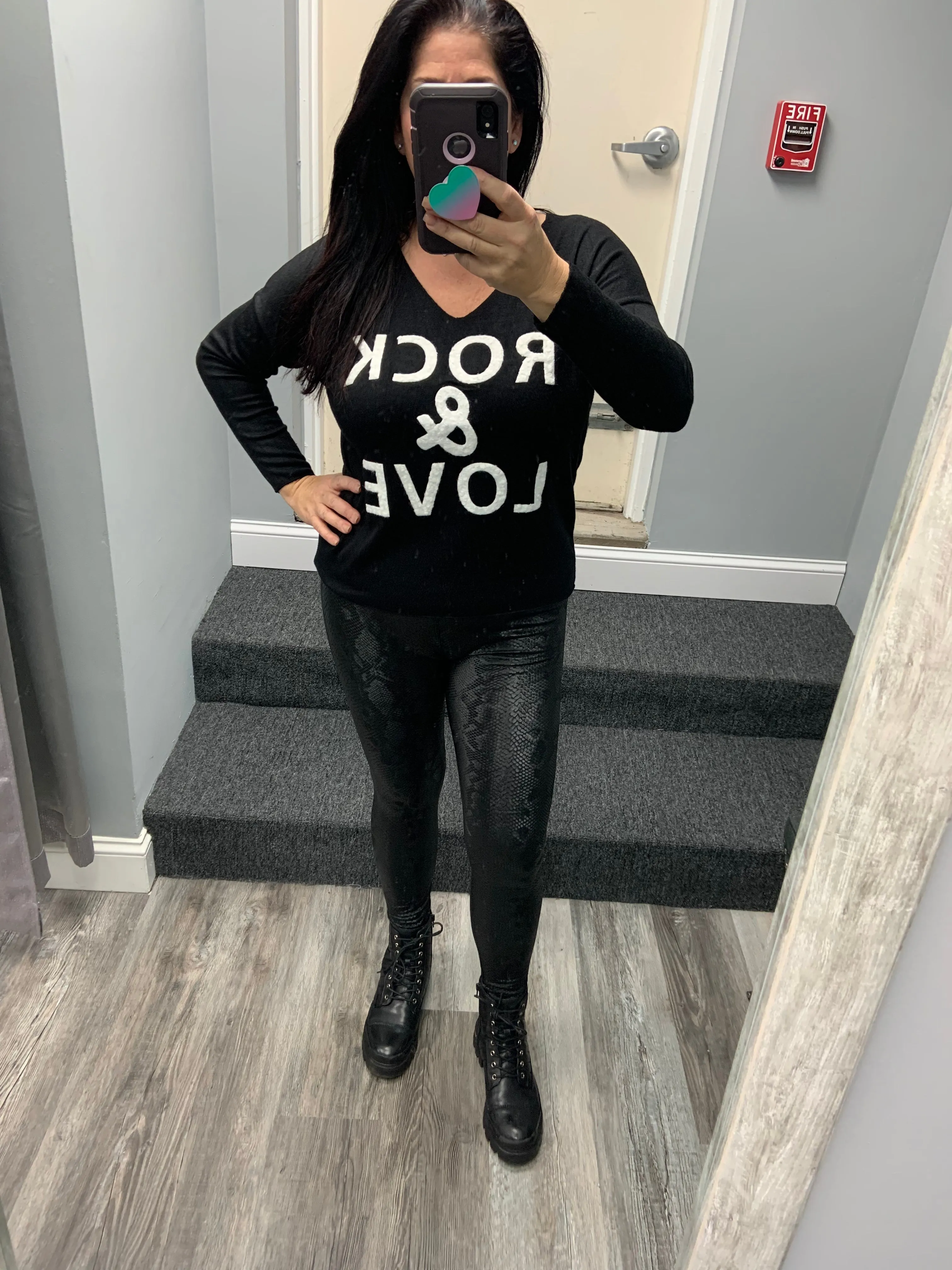 VENTI6 PU SNAKE SKIN PRINT LEGGING - BLACK