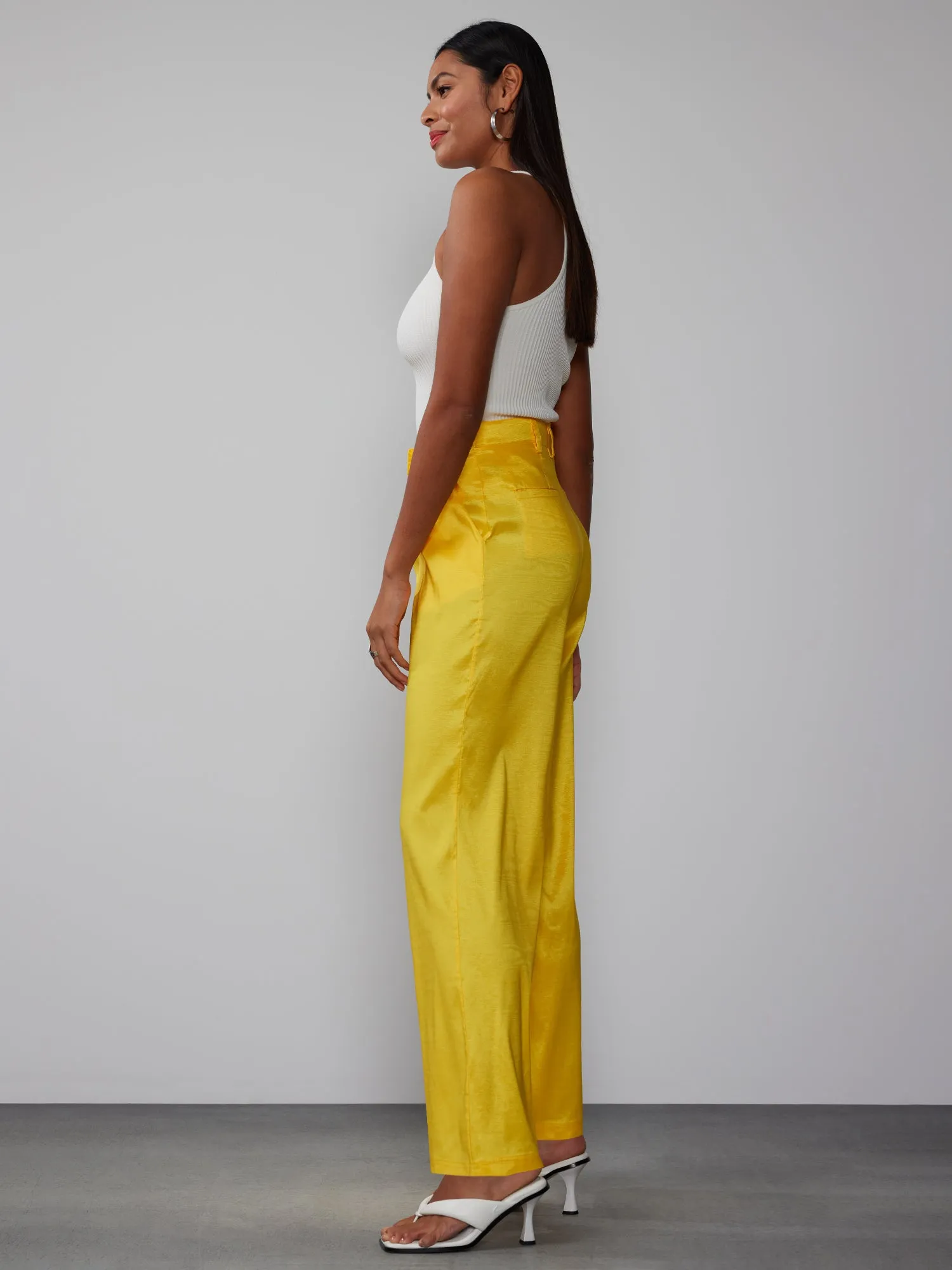 Wide Leg Taffeta Trouser