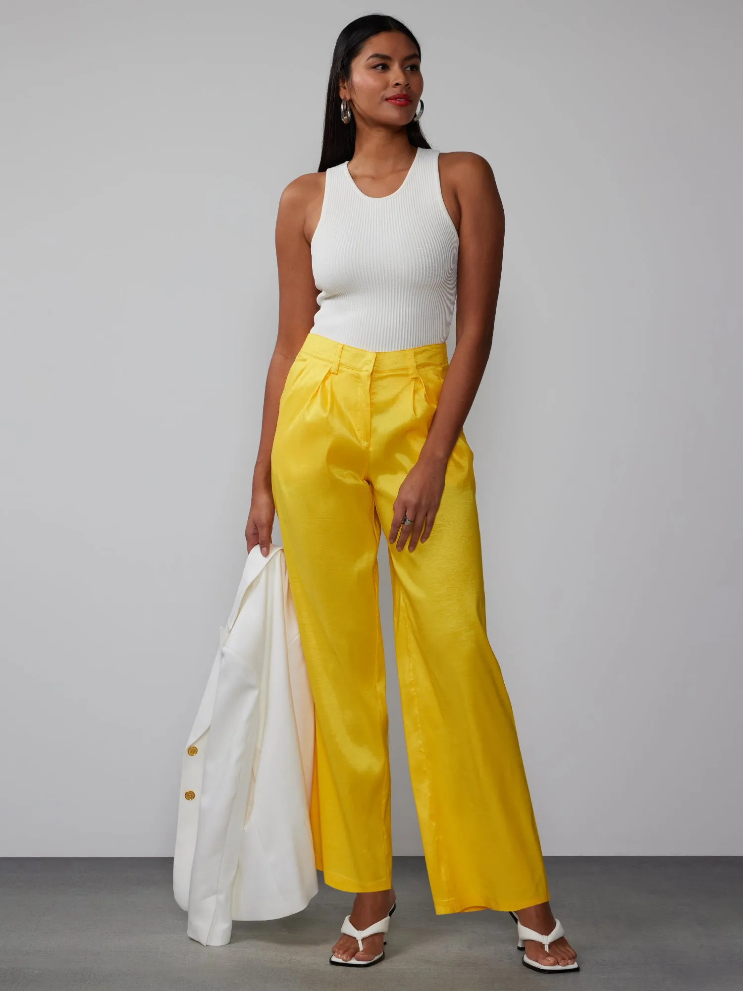 Wide Leg Taffeta Trouser