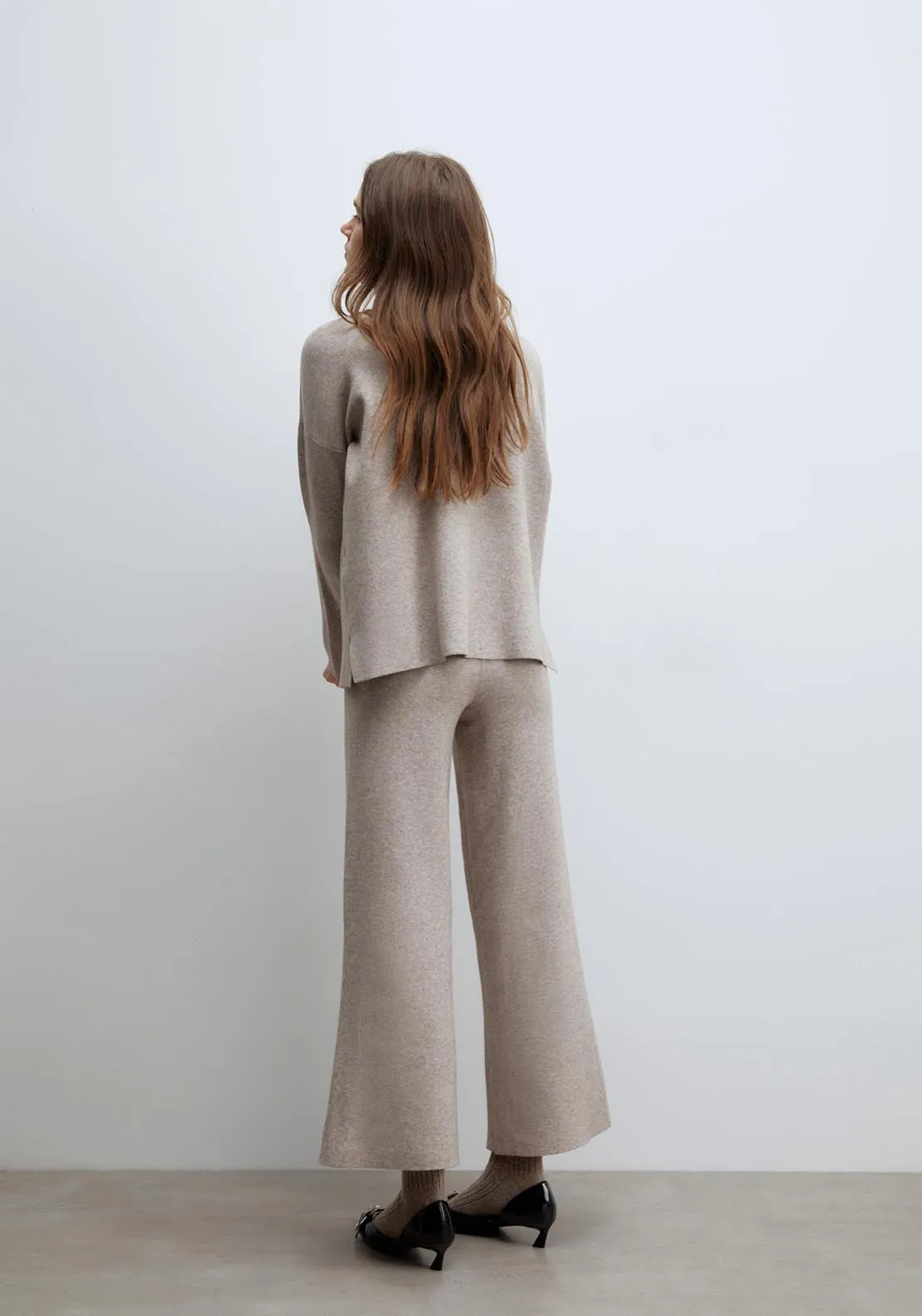 Wide-leg trousers - Natural Mink