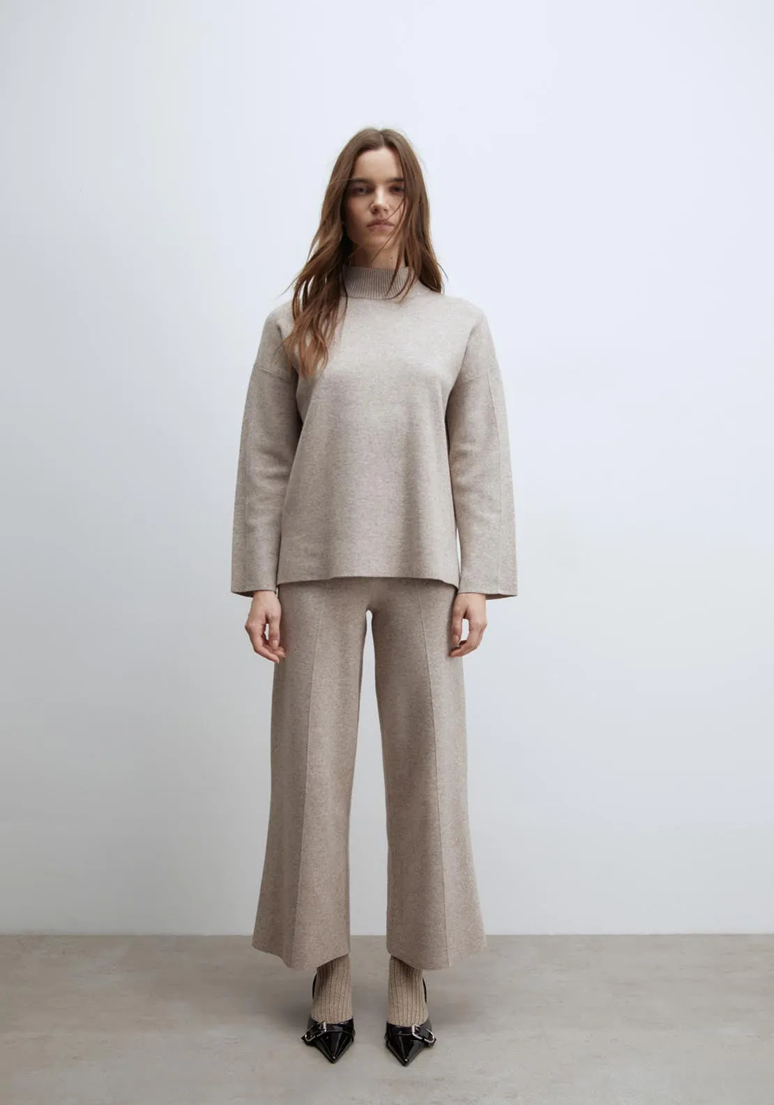 Wide-leg trousers - Natural Mink